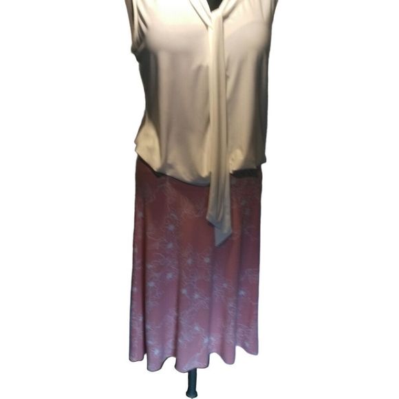 Pink & White Knee Length Smart Set Skirt - Picture 4 of 9